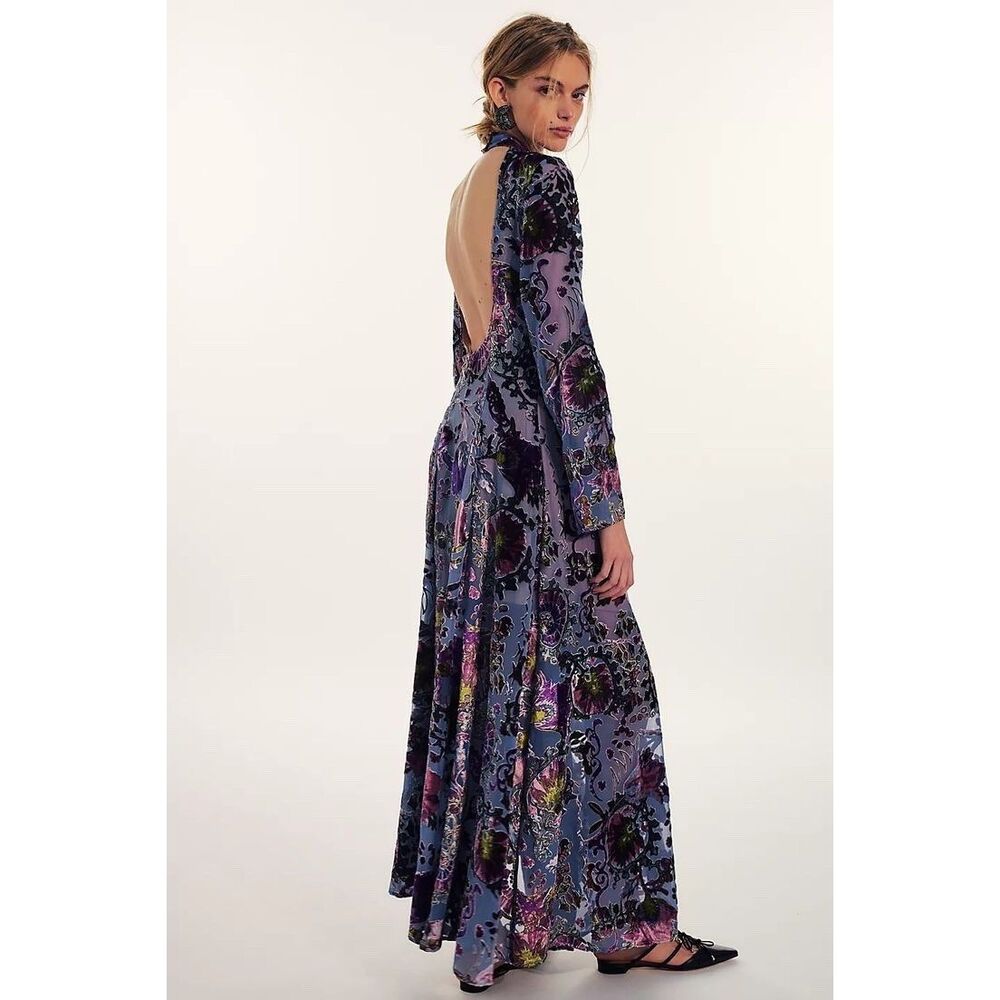 Free People Bali Painterly Paisley Velvet Maxi Dress $350